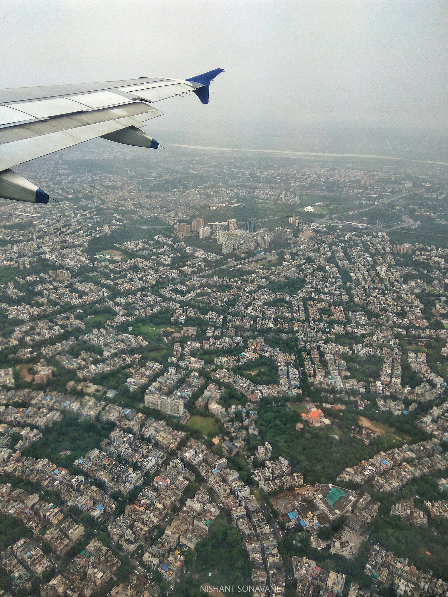 Aerial view of Delhi from an airplane