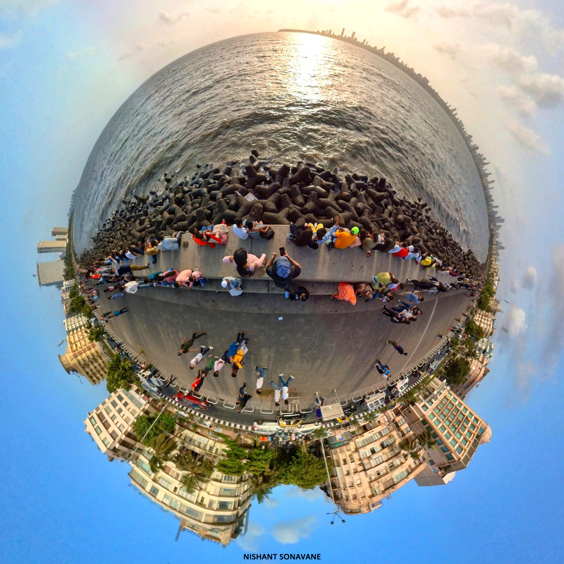 Marine Drive 360-degree cityscape photograph